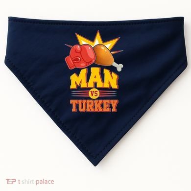 Thanksgiving Man Vs Turkey Fight USA-Made Doggie Bandana