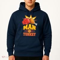 Thanksgiving Man Vs Turkey Fight Hoodie thumb 2