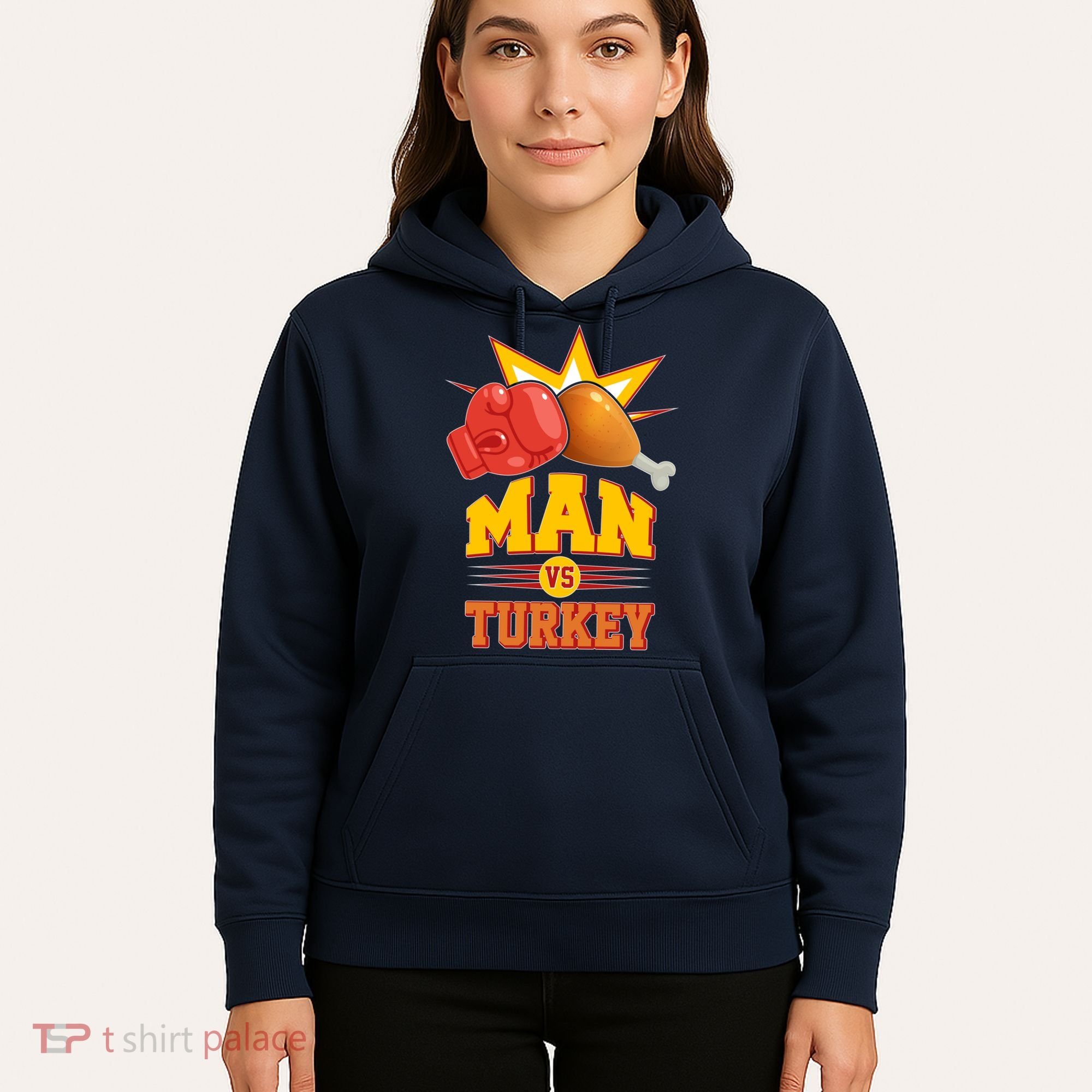 Thanksgiving Man Vs Turkey Fight Hoodie