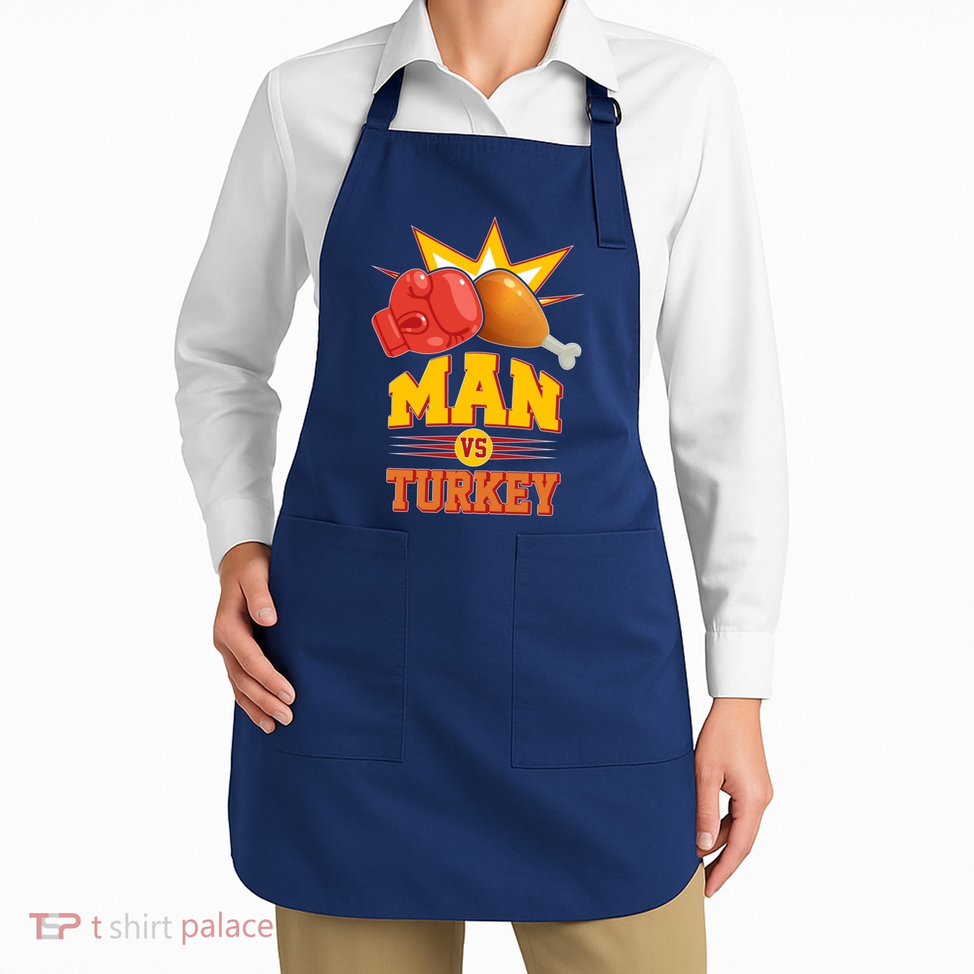 Thanksgiving Man Vs Turkey Fight Apron