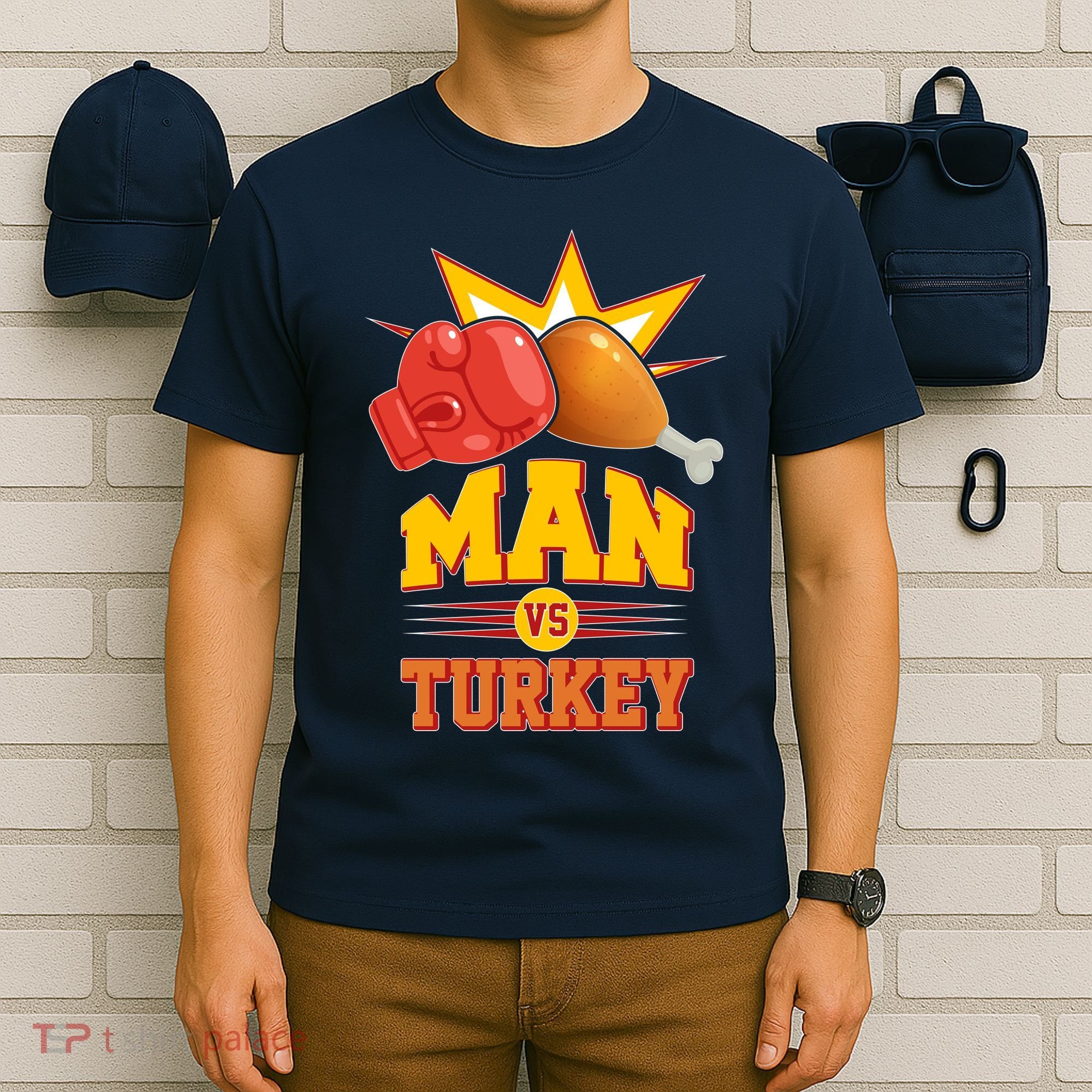 Thanksgiving Man Vs Turkey Fight T-Shirt