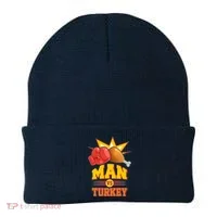 Thanksgiving Man Vs Turkey Fight Beanie thumb 0