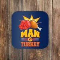 Thanksgiving Man Vs Turkey Fight Coaster thumb 0