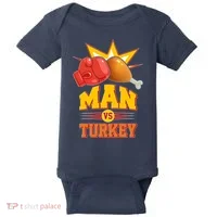 Thanksgiving Man Vs Turkey Fight Baby Bodysuit thumb 0
