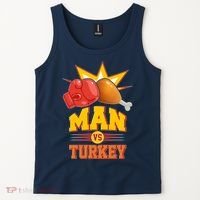 Thanksgiving Man Vs Turkey Fight Tank Top thumb 2