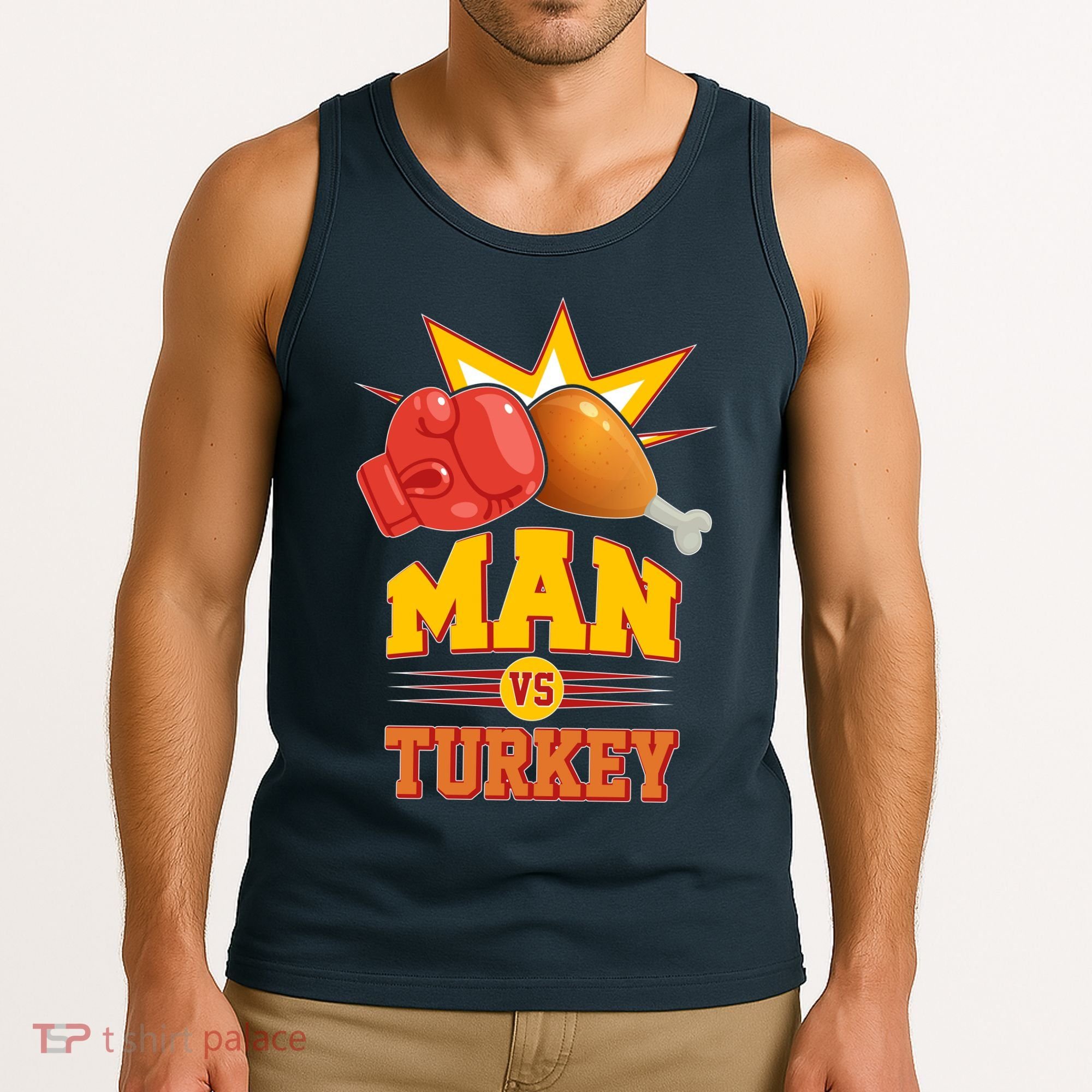 Thanksgiving Man Vs Turkey Fight Tank Top