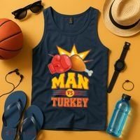 Thanksgiving Man Vs Turkey Fight Tank Top thumb 4
