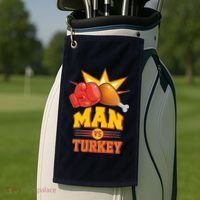 Thanksgiving Man Vs Turkey Fight Golf Towel thumb 2