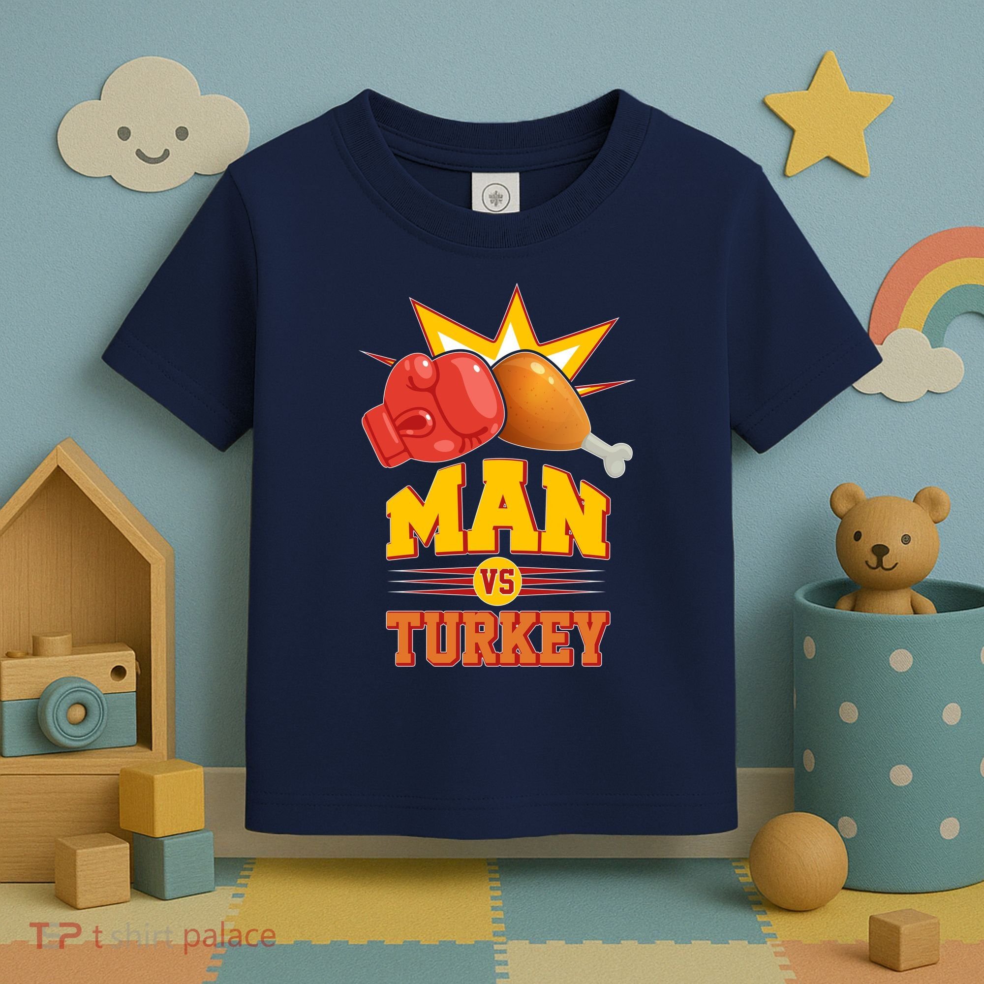 Thanksgiving Man Vs Turkey Fight Toddler T-Shirt