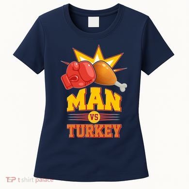 Thanksgiving Man Vs Turkey Fight Women's T-Shirt