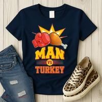 Thanksgiving Man Vs Turkey Fight Women's T-Shirt thumb 3