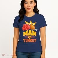 Thanksgiving Man Vs Turkey Fight Women's T-Shirt thumb 4