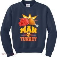Thanksgiving Man Vs Turkey Fight Kids Sweatshirt thumb 0