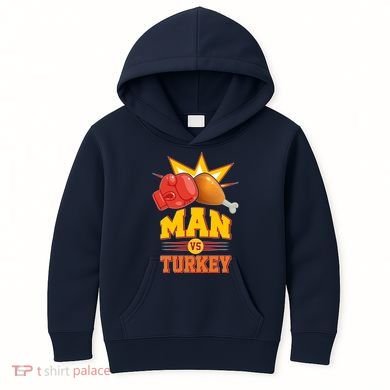 Thanksgiving Man Vs Turkey Fight Kids Hoodie