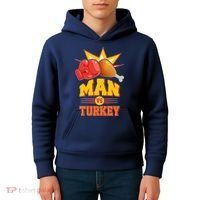 Thanksgiving Man Vs Turkey Fight Kids Hoodie thumb 4