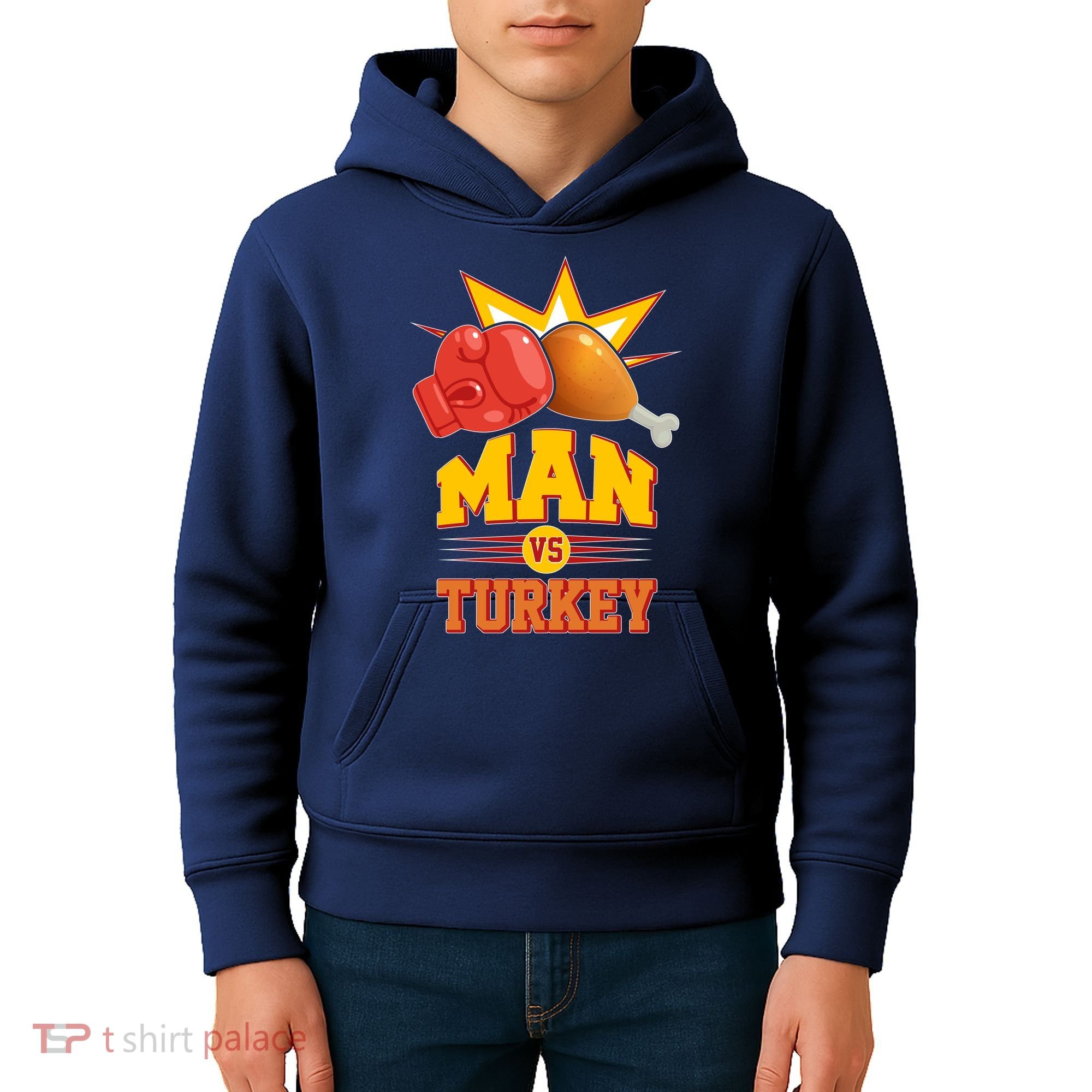 Thanksgiving Man Vs Turkey Fight Kids Hoodie