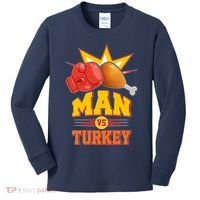 Thanksgiving Man Vs Turkey Fight Kids Long Sleeve Shirt thumb 0