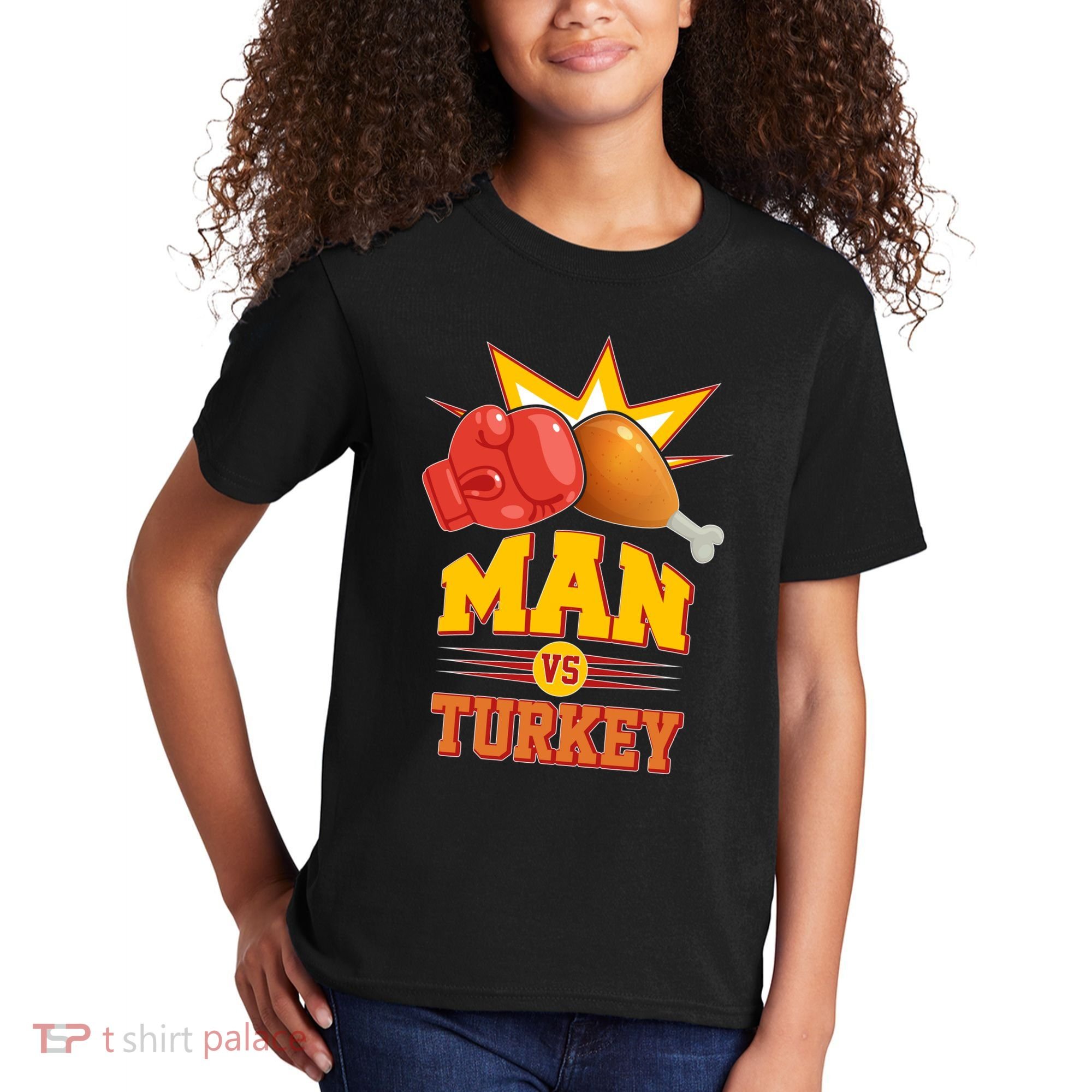 Thanksgiving Man Vs Turkey Fight Kids T-Shirt