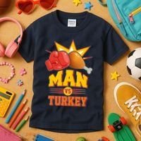 Thanksgiving Man Vs Turkey Fight Kids T-Shirt thumb 3