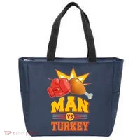Thanksgiving Man Vs Turkey Fight Tote Bag thumb 0