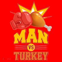 Thanksgiving Man Vs Turkey Fight Santa Hat thumb 1