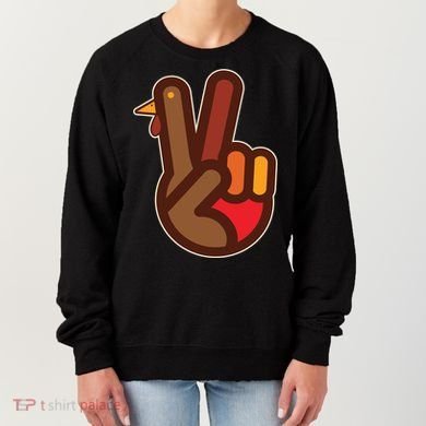 Thanksgiving Peace Sign Hand Turkey Women's Sweatshirt