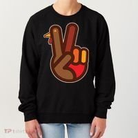 Thanksgiving Peace Sign Hand Turkey Women's Sweatshirt thumb 0