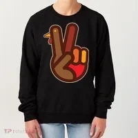 Thanksgiving Peace Sign Hand Turkey Women's Sweatshirt thumb 0