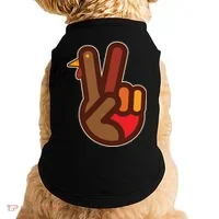 Thanksgiving Peace Sign Hand Turkey Doggie Tank thumb 0