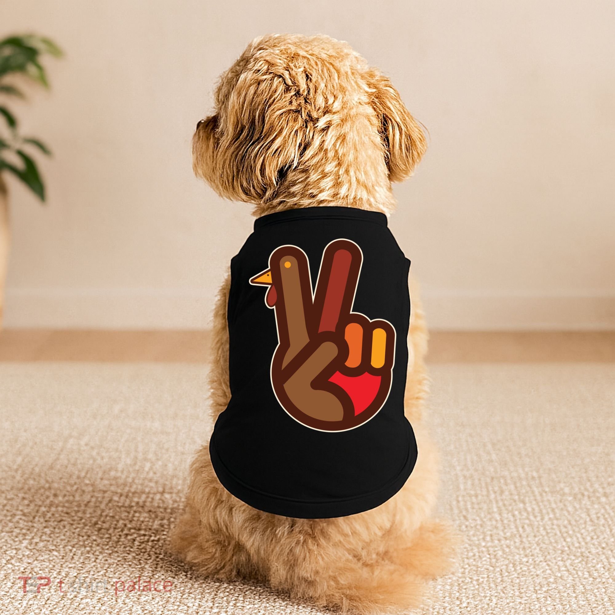 Thanksgiving Peace Sign Hand Turkey Doggie Tank