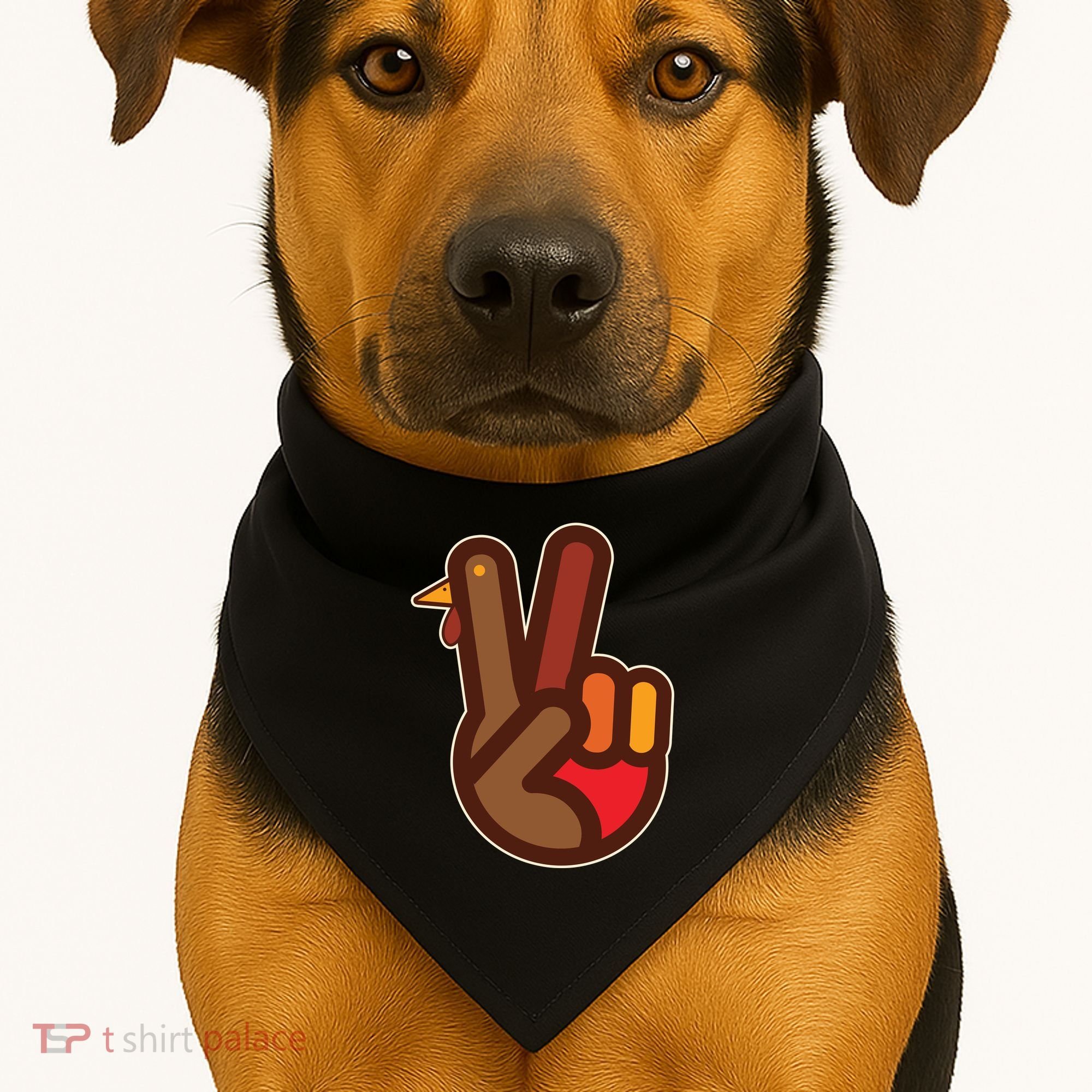 Thanksgiving Peace Sign Hand Turkey USA-Made Doggie Bandana