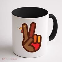 Thanksgiving Peace Sign Hand Turkey Coffee Mug thumb 1