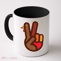 Thanksgiving Peace Sign Hand Turkey Coffee Mug thumb 0