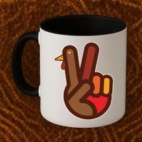 Thanksgiving Peace Sign Hand Turkey Coffee Mug thumb 2