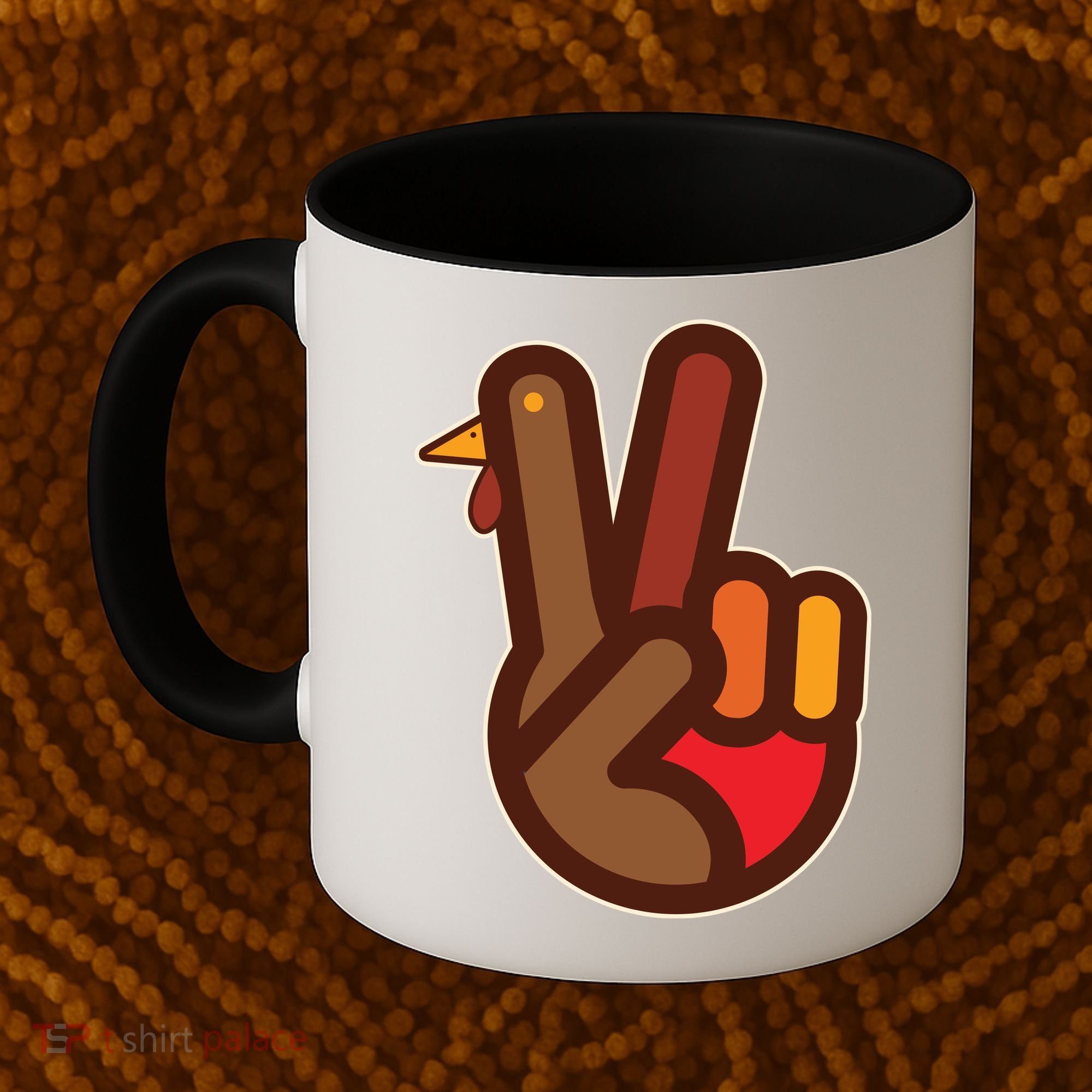 Thanksgiving Peace Sign Hand Turkey Coffee Mug
