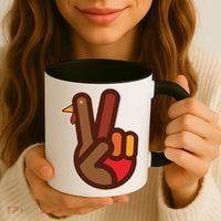 Thanksgiving Peace Sign Hand Turkey Coffee Mug thumb 3