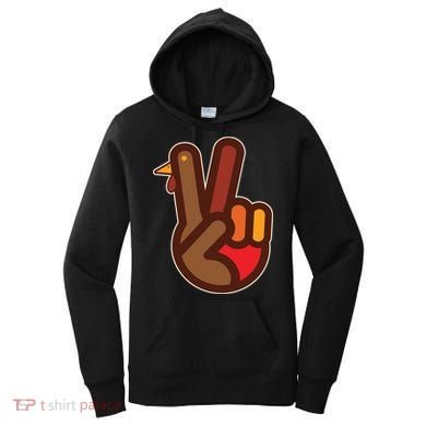 Thanksgiving Peace Sign Hand Turkey Women's Hoodie