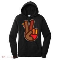 Thanksgiving Peace Sign Hand Turkey Women's Hoodie thumb 0