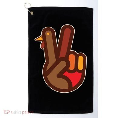 Thanksgiving Peace Sign Hand Turkey Golf Towel