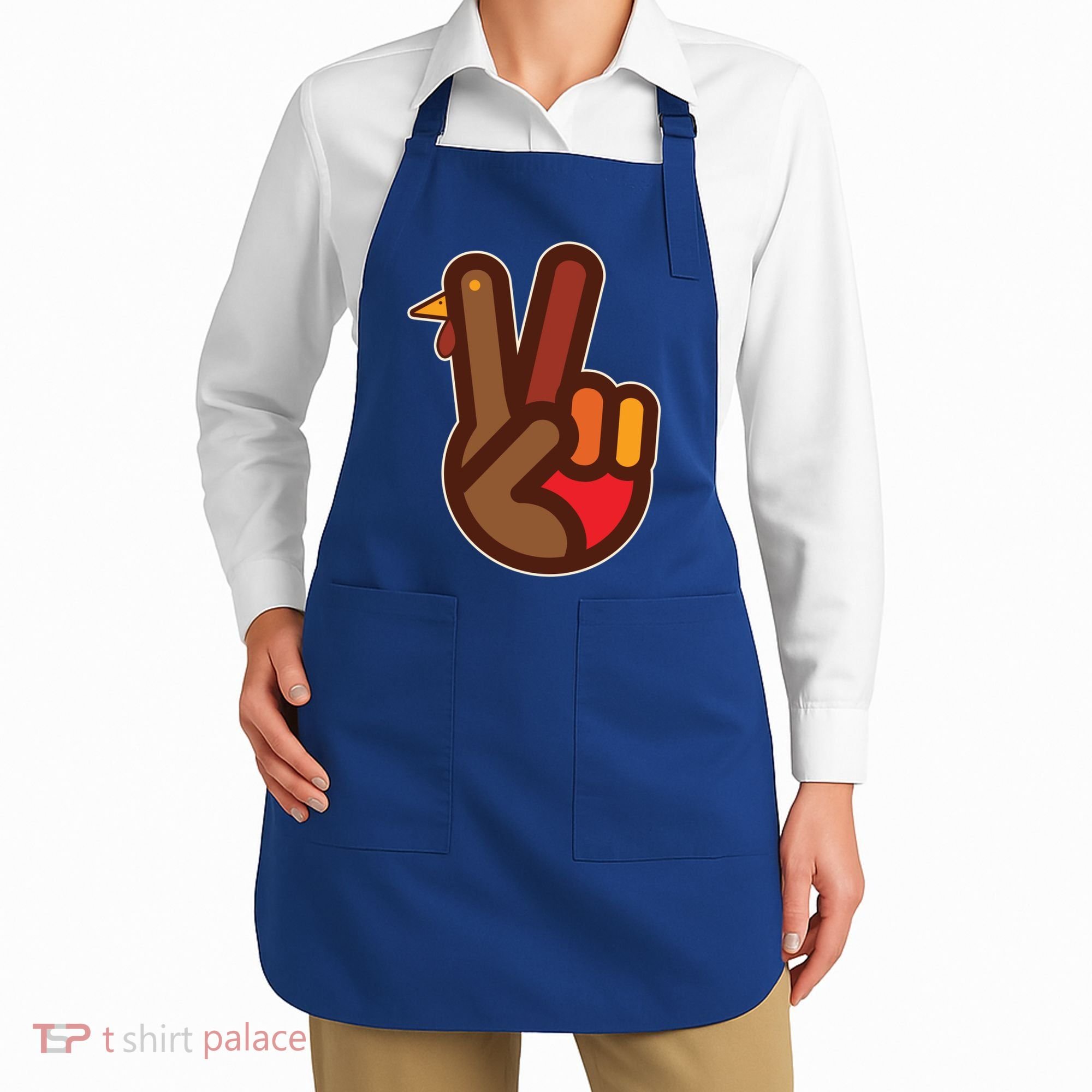 Thanksgiving Peace Sign Hand Turkey Apron