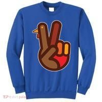 Thanksgiving Peace Sign Hand Turkey Sweatshirt thumb 0