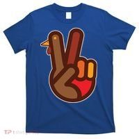 Thanksgiving Peace Sign Hand Turkey T-Shirt thumb 0