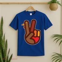 Thanksgiving Peace Sign Hand Turkey T-Shirt thumb 2