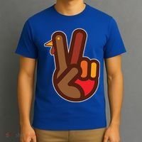 Thanksgiving Peace Sign Hand Turkey T-Shirt thumb 3