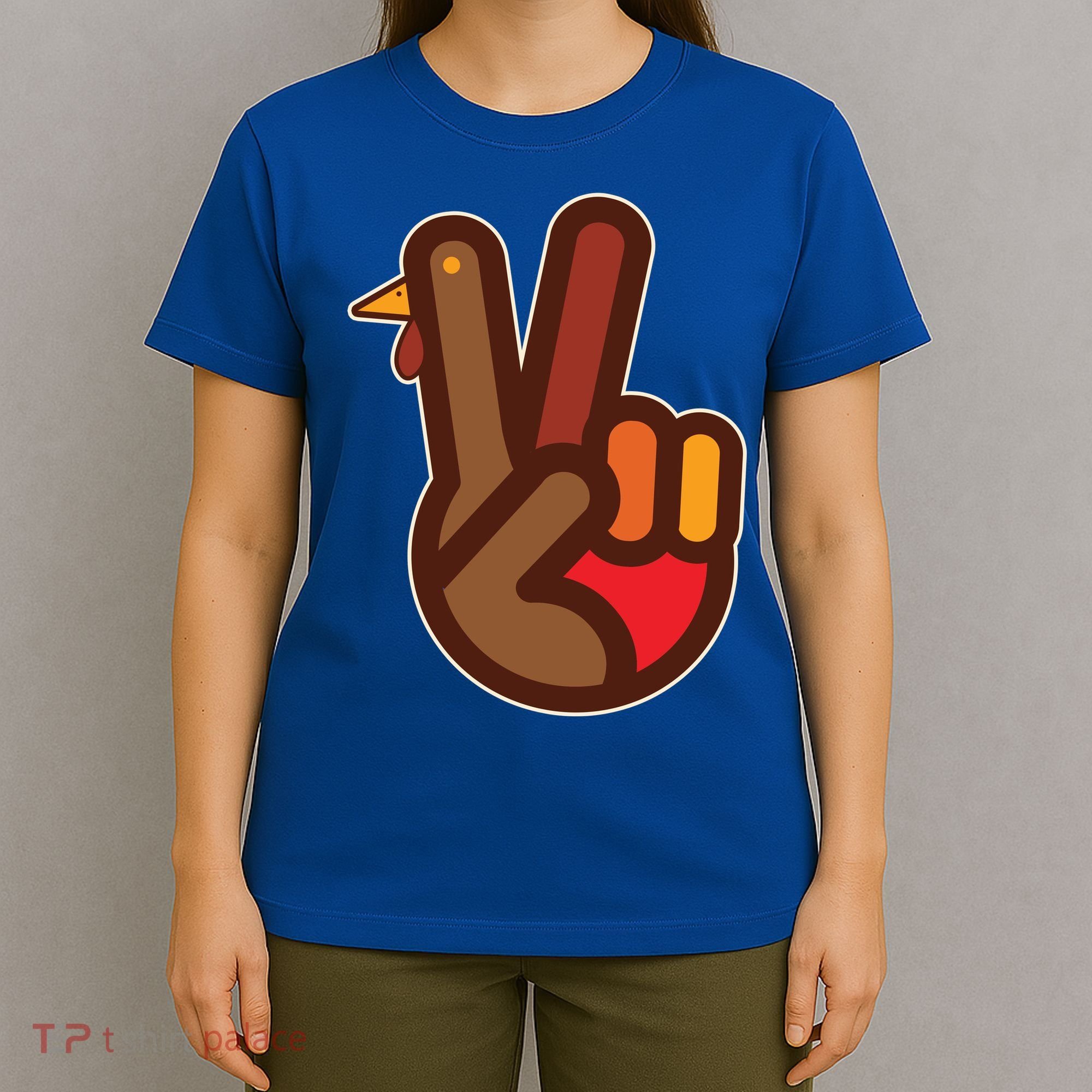 Thanksgiving Peace Sign Hand Turkey T-Shirt