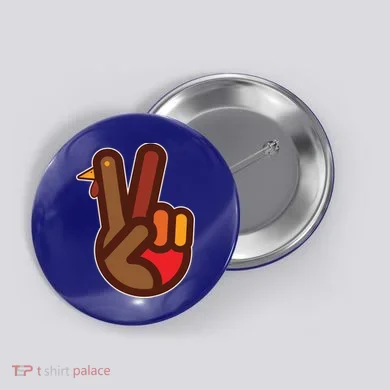 Thanksgiving Peace Sign Hand Turkey Button