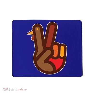 Thanksgiving Peace Sign Hand Turkey Mousepad