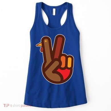 Thanksgiving Peace Sign Hand Turkey Women's Tank Top