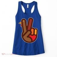 Thanksgiving Peace Sign Hand Turkey Women's Tank Top thumb 0