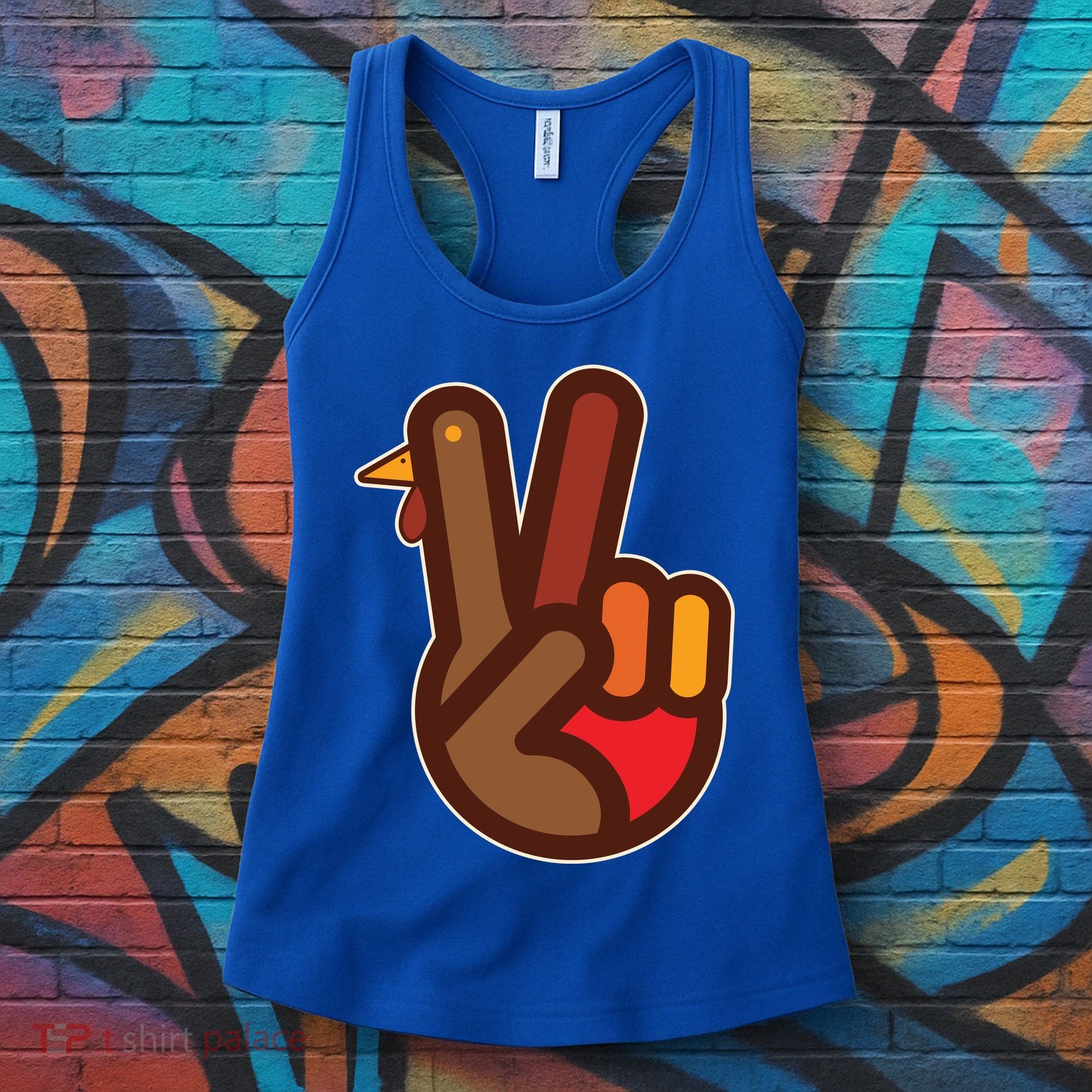 Thanksgiving Peace Sign Hand Turkey Women's Tank Top